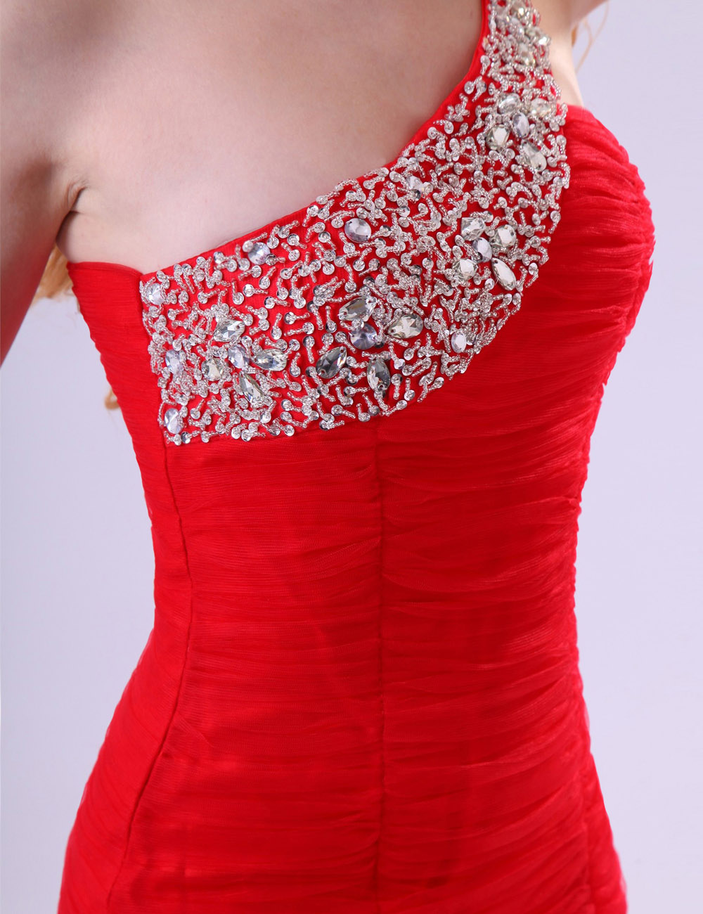 A-line Strapless Knee-length Taffeta Tulle Homecoming Dress - Thumbnail 6