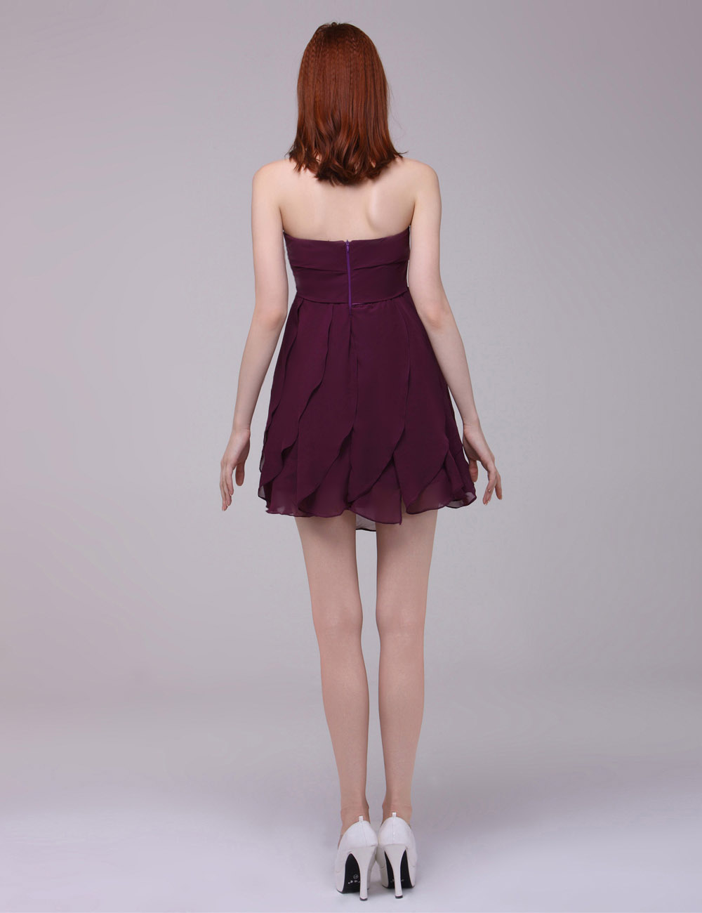A-line Strapless Short/Mini Chiffon Homecoming Dress - Thumbnail 2