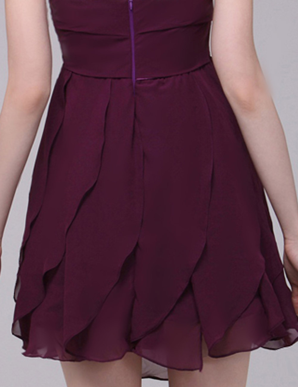A-line Strapless Short/Mini Chiffon Homecoming Dress - Thumbnail 4