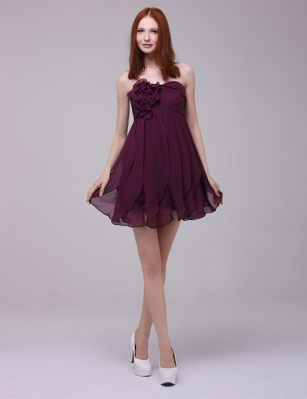 A-line Strapless Short/Mini Chiffon Homecoming Dress - Thumbnail 5