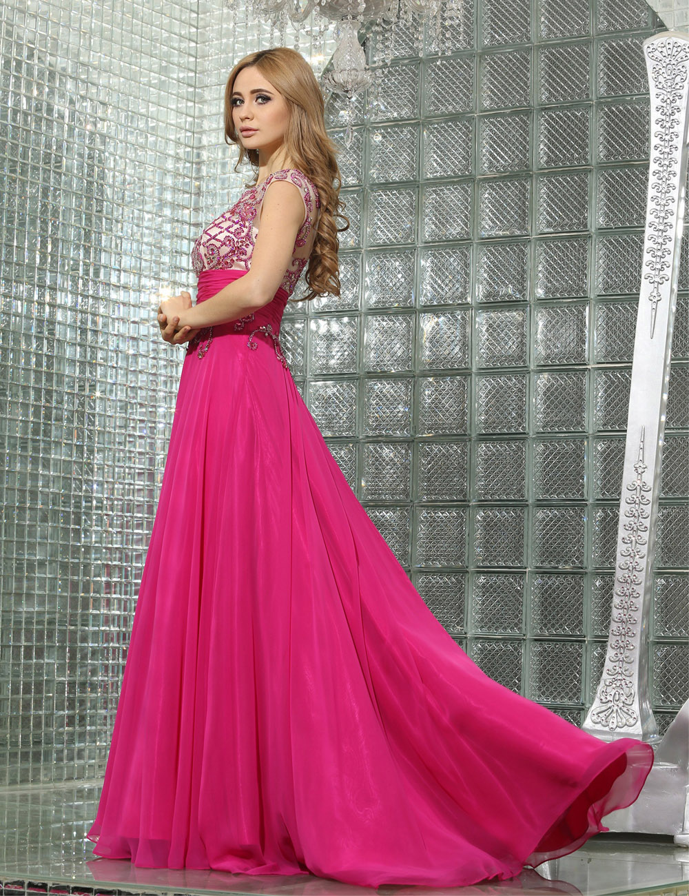 A-line One Shoulder Knee-length Chiffon Evening Dress - Thumbnail 3