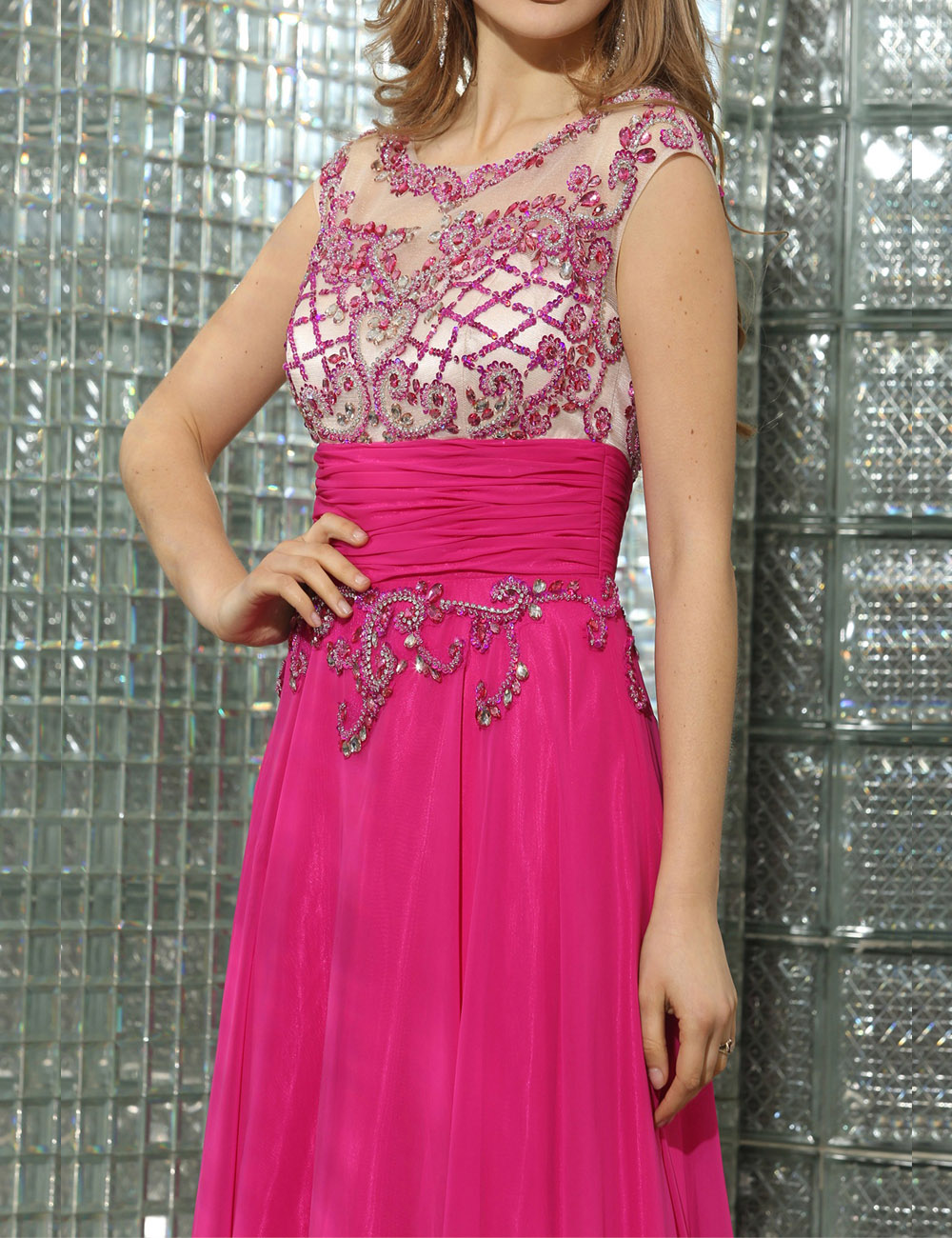 A-line One Shoulder Knee-length Chiffon Evening Dress - Thumbnail 4