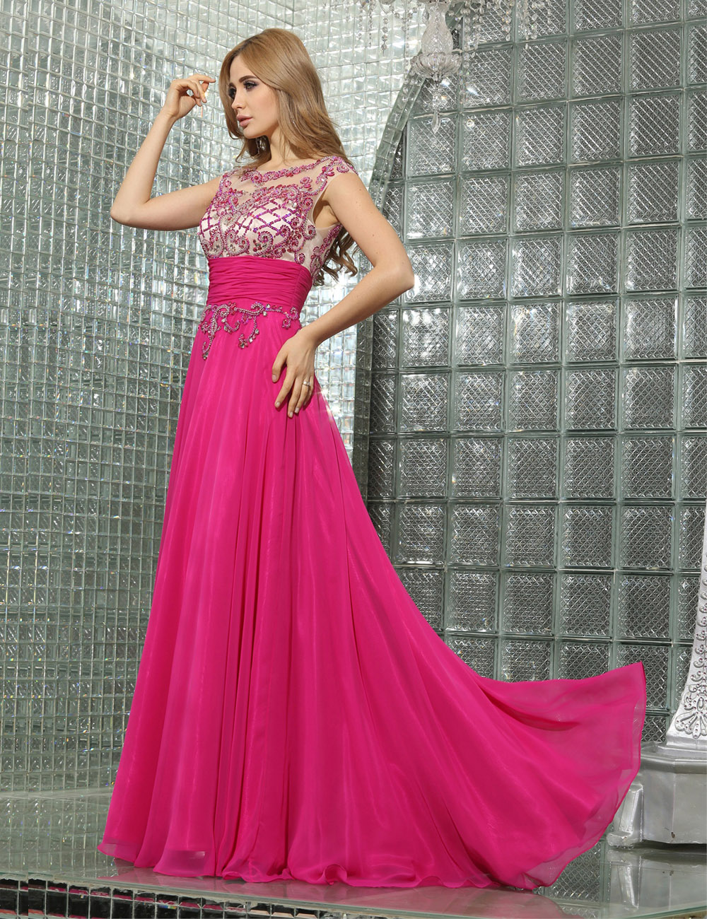A-line One Shoulder Knee-length Chiffon Evening Dress - Thumbnail 6
